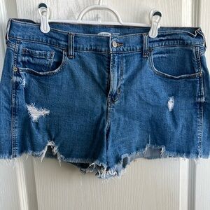 Old Navy Blue Jean Shorts Distressed Raw Hem - Boyfriend